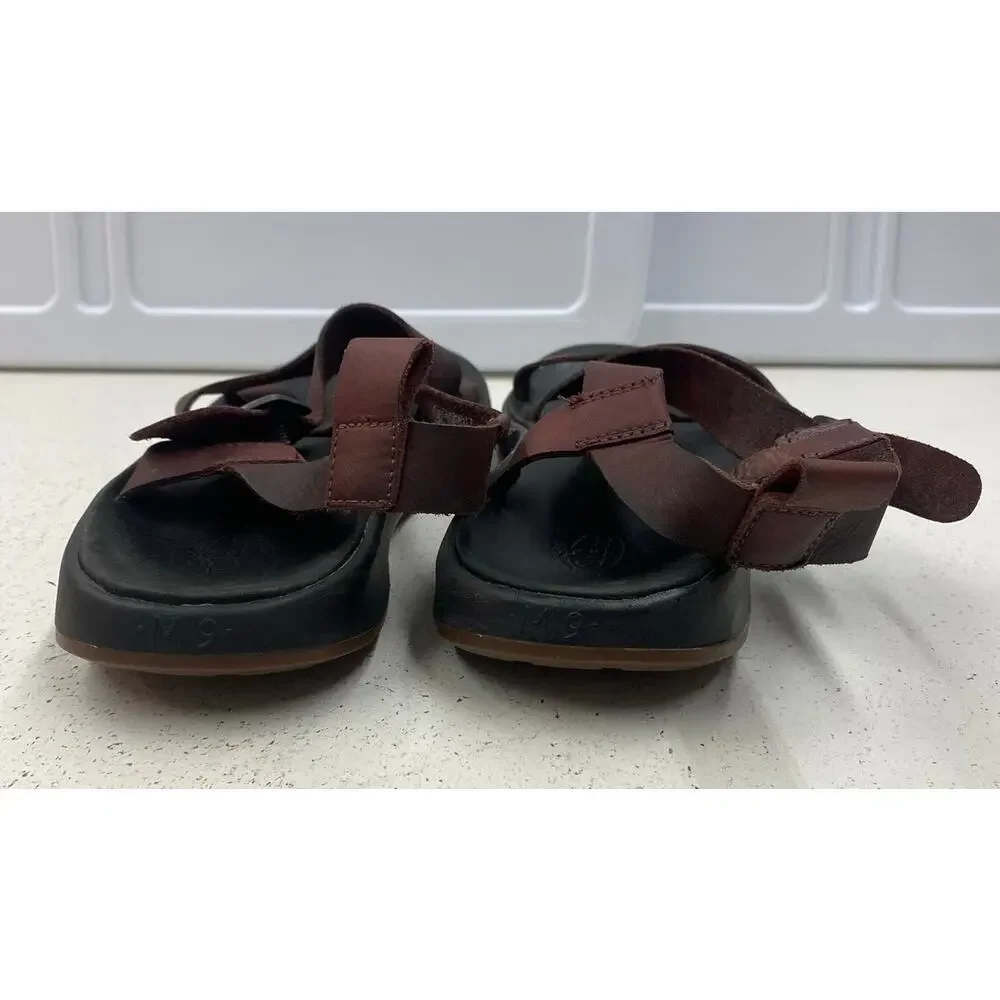 Men Chaco Wayfarer Port burgundy leather strap outdoor sandals shoes, 9